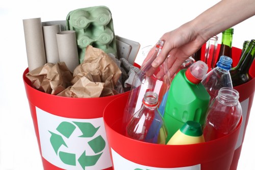 Employees sorting recycling materials at a Hanwell workplace